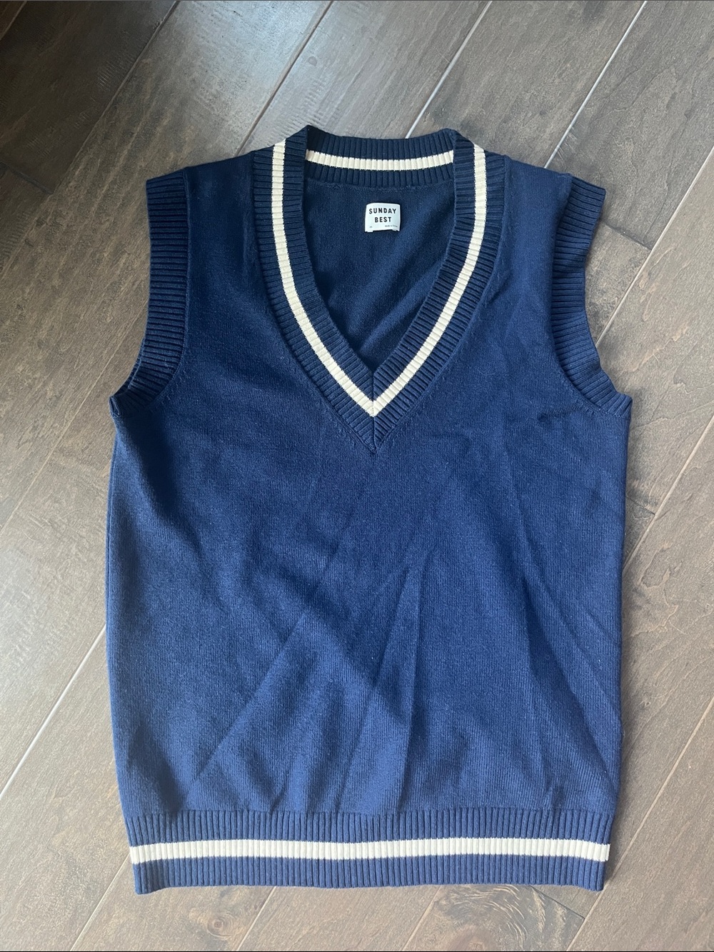 Aritzia Sunday Best Navy V-Neck Sweater Vest